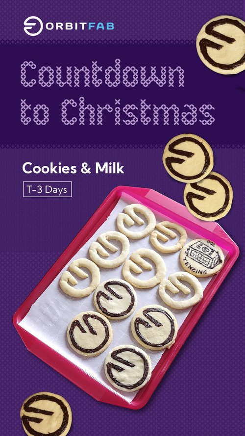 Countdown to Chirstmas instagram story. Orbit Fab shaped cookies