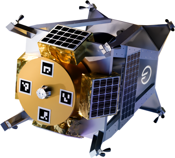 Orbit Fab fuel shuttle rear view with RAFTI and fiducials