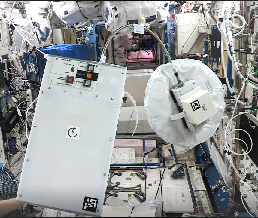 Orbit Fab's FURPHY mission payloads floating on the ISS