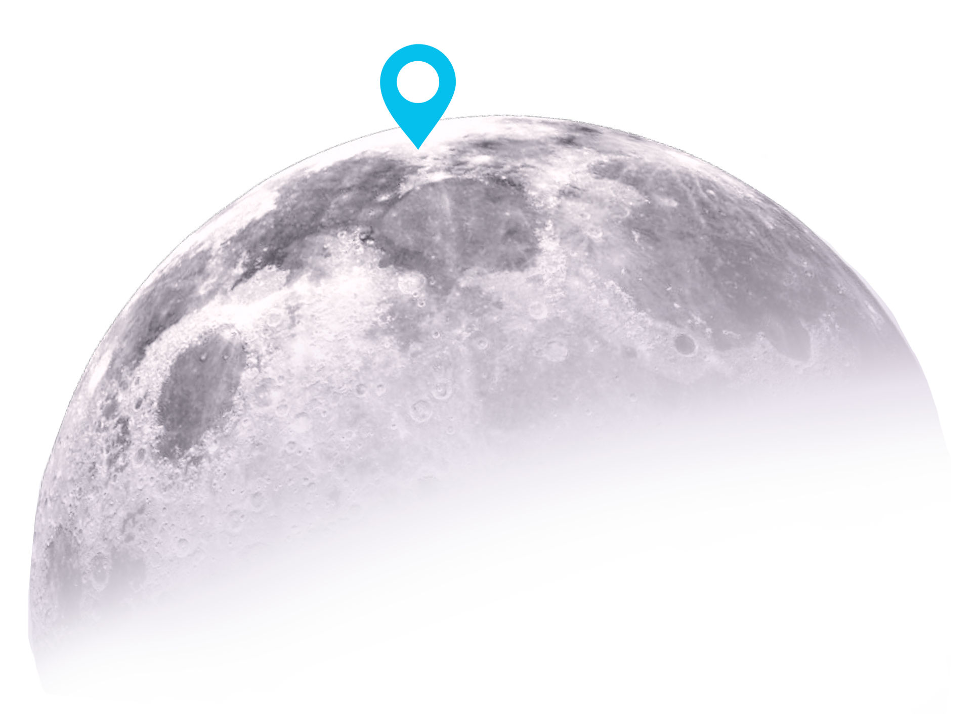 moon with location pointing to lunar south pole